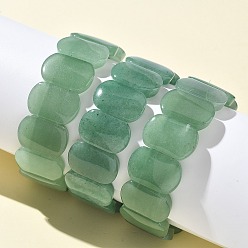Зеленый Авантюрин Натуральный зеленый авантюрин бусины эластичные браслеты для женщин мужчин, овальные, 1 дюйм (2.4 см), внутренний диаметр: 2-1/2 дюйм (6.45 см)