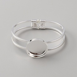 Серебро Изготовление латунного браслета с двойной проволокой на шарнирах, пустое основание браслета, серебряные, внутренний диаметр: 1-3/4 дюйм (4.5 см) x 2-3/8 дюйм (6.15 см), круглом подносе: 25 mm