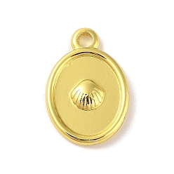 Настоящее золото 18K 304 подвески из нержавеющей стали, овал с подвеской-ракушкой, реальный 18 k позолоченный, 20x13.5x3 мм, отверстие : 2 мм