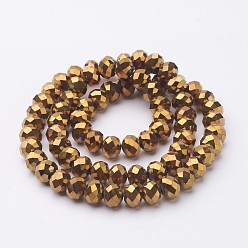 Mixed Color Electroplate Glass Beads Strands, Faceted, Rondelle, Mixed Color, 10x7mm, Hole: 1mm, about 70~72pcs/strand, 18 inch