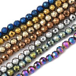 (52) Непрозрачная лаванда Гальванизировать синтетические немагнитных гематита бусы пряди, граненые, круглые, разноцветные, 3.5x3 мм, отверстие : 0.9 мм, около 120~122 шт / нитка, 15.16~15.35'' (38.5~39 см)