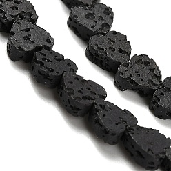 Черный Нити синтетических бусин, окрашенных в лавовый камень, сердце, чёрные, 6.5x6.5x2.5 мм, отверстие : 1 мм, около 63~64 шт / нитка, 14.57''~14.96'' (37~38 см)