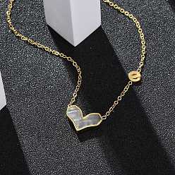 Настоящее золото 18K 304 ожерелья из нержавеющей стали с натуральными цветными ракушками в форме сердца для женщин, ионное покрытие (ip), реальный 18 k позолоченный, 16.93 дюйм (43 см)