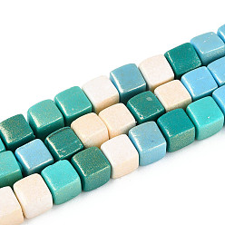 Светлый Морско-зеленый Полимерной глины ручной работы бисер нитей, жемчужные, кубические, светло-зеленый, 6~7x5.5~6.5x5.5~6.5 мм, отверстие : 1.4~1.8 мм, около 62 шт / нитка, 15.94~16.14 дюйм (40.5~41 см)