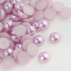Flieder Abs Kunststoff Cabochons, Nachahmung Perlen, Halbrund, Flieder, 5x2.5 mm, ca. 5000 Stk. / Beutel