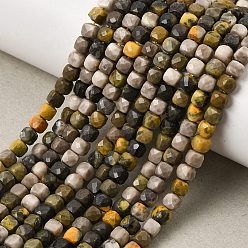 Bumblebee Jasper Natural Bumblebee Jasper Beads Strands, Faceted, Cube, 4x4x4mm, Hole: 0.7mm, about 95pcs/strand, 15.55''(39.5cm)