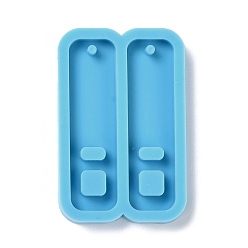 Deep Pink DIY Pendant Silicone Molds, for Earring Making, Resin Casting Molds, For UV Resin, Epoxy Resin Jewelry Making, Rectangle, Deep Pink, 42x27x4mm, Hole: 2mm, Inner Diameter: 38x10mm
