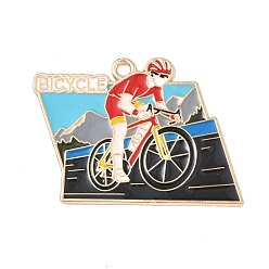Bicycle Подвески из спортивного сплава с эмалью, золотые, велосипед, 24.5x33x1 мм, отверстие : 2 мм