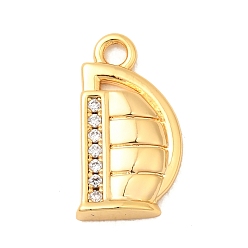 Letter D Латунные микро проложить кубического циркония прелести, без никеля , реальный 18 k позолоченный, Буква D, 14x8x2.5 мм, отверстие : 1.6 мм
