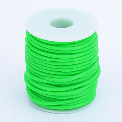 Lime Hollow Pipe PVC Tubular Synthetic Rubber Cord, Wrapped Around White Plastic Spool, Lime, 3mm, Hole: 1.5mm, about 27.34 yards(25m)/roll