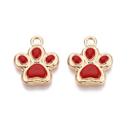 Темно-Красный Стойки обшивки сплава эмали подвески, след прелести, без кадмия, без никеля и без свинца, золотые, темно-красный, 17.5x14.5x2.5 мм, отверстие : 2 мм
