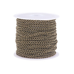 Античная Бронза Латунные витой цепочки, бордюрные цепи, пайки, без кадмия, без никеля и без свинца, с катушкой, античная бронза, 3x2x0.45 мм, 10 м / рулон, 1roll