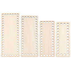 Античный Белый 4шт 4 стиль деревянные дна для сумок, аксессуары для вязания сумок, прямоугольные, старинный белый, 14.95~22x6~8.95x0.25~0.3 см, отверстие : 8 мм, 1 шт / стиль