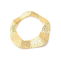 Настоящее золото 18K Ионное покрытие (ip) 304 подвески из нержавеющей стали, крутить кольца прелести, реальный 18 k позолоченный, 38x39.5x3.5 мм, отверстие : 2x2.4 мм