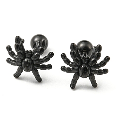 Черный Ионное покрытие (ip) 304 серьги-гвоздики из нержавеющей стали, хрящевые серьги, паук, чёрные, 10x10 мм
