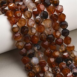 Terre De Sienne Brins de perles d'agate naturelle (teintes et chauffées), facette, étoiles coupées perles rondes, Sienna, 10x9.5mm, Trou: 1.2mm, Environ 37 pcs/chapelet, 14.57'' (37 cm)