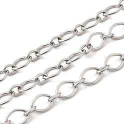 Нержавеющая Сталь Цвет 304 цепи овальные из нержавеющей стали, несварные, с катушкой, цвет нержавеющей стали, 9x6.5x1 мм