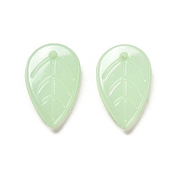 Нектар Полупрозрачные акриловые подвески, лист, нектар, 18x11.5x3.5 мм, отверстие : 1.4 мм