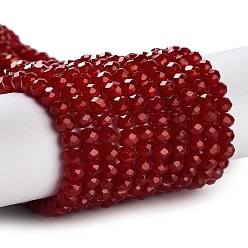 Коричневый Запекание расписных стеклянных бусин с имитацией нефрита, граненые, шайба, коричневые, 4x3 мм, отверстие : 1 мм, около 105~110 шт / нитка, 38~39 см