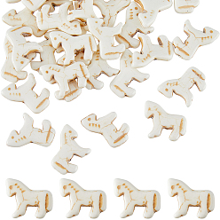 Белый 30Подвески из искусственной бирюзы шт., окрашенные, лошади прелести, белые, 18x21.5x5 мм, отверстие : 1.2 мм