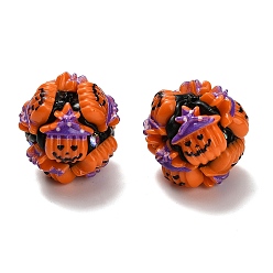 Тыква Бусины из полимерной глины со стразами и смолой на тему Хэллоуина, для самодельных украшений и украшений для ручек, тыква, 19~21x20~21x20~21 мм, отверстие : 2 мм
