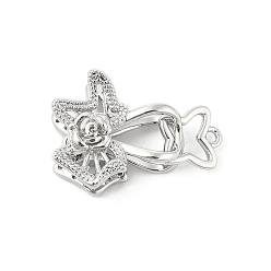 Платина Латуни блокировки застежками, без кадмия, без никеля и без свинца, цветок, платина, 25 мм