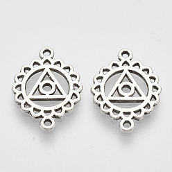 Горловая чакра Соединители из сплава в тибетском стиле, чакра, без кадмия и без свинца, Вишудха, 19.5x14.5x1.5 мм, отверстие : 1.2 мм, Около 1100 шт / 1000 г