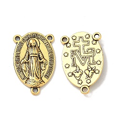 Античное Золото Святая овальная резная люстра из сплава Девы Марии в тибетском стиле, 3 Разъемы петли, части розария, без свинца, без кадмии и без никеля, античное золото , 23x14.5x3 мм, отверстие : 1 мм