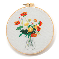 Темно-Оранжевый Стартовый набор для вышивки узором вазы своими руками с инструкцией, стартовые наборы для вышивания взрослых, Простые поделки своими руками из тисненой ткани, темно-оранжевый, 300x300 мм