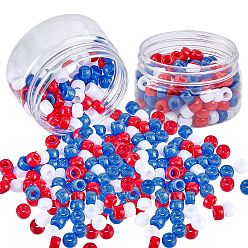 Mixed Color Opaque Acrylic European Beads, Barrel, Mixed Color, 9x6mm, Hole: 4mm, 3colors, about 60pcs/color, 180pcs/set