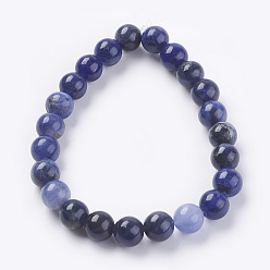 Sodalite Natural Sodalite Beads Strands, Round, 8mm, Hole: 1mm, about 24pcs/strand, 7.6 inch
