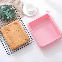Pink DIY Food Grade Silicone Molds, Cake Pan Molds, For DIY Chiffon Cake Bakeware, Rectangle, Pink, 250x290x59mm, Inner Diameter: 205x240mm