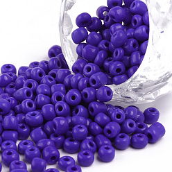 Blue Glass Seed Beads, Opaque Colours Seed, Small Craft Beads for DIY Jewelry Making, Round, Blue, 4mm, Hole:1.5mm, about 4500pcs/pound