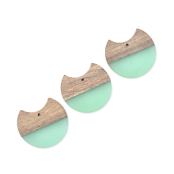 Средний Аквамарин Подвески из смолы и ореха, зазор плоский круглый, средний аквамарин, 33x37x3 мм, отверстие : 1.8 мм