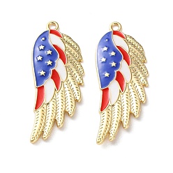 Wing Подвески из сплава с эмалью ко дню независимости, золотые, крыло, 47.5x18.5x3 мм, отверстие : 2 мм