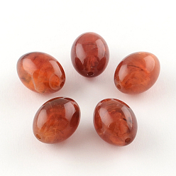 Chocolate Oval Imitation Gemstone Acrylic Beads, Chocolate, 20x15mm, Hole: 2mm, about 170pcs/500g