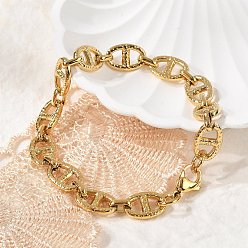 Золотой 304 Браслеты из нержавеющей стали Mariner Link для женщин, ионное покрытие (ip), золотые, 8-3/4 дюйм (22.3 см)