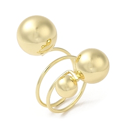 Golden Brass Wire Layer Wrap Rings, Big Ball Ring for Women, Golden, US Size 8 1/4(18.3mm), 6~34mm
