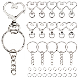 Платина Наборы для самостоятельного изготовления брелоков, включая поворотные застежки-карабины из цинкового сплава, железные брелоки для ключей и открытые кольца для прыжков, платина