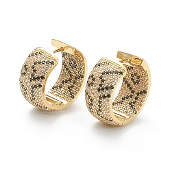 Настоящее золото 18K Серьги-кольца из латуни с микро-паве из фианита, кольцо, ясно и черный, реальный 18 k позолоченный, 21x21x10 мм, штифты : 0.9 мм