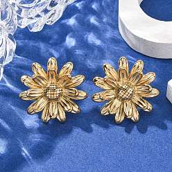 Золотой 304 из нержавеющей стали серьги, цветок, золотые, 28x27.5 мм