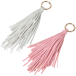 (52) Непрозрачная лаванда 2шт 2 цвета искусственная кожа брелки-подвески с кисточками, золотые, разноцветные, 210 мм, 1 шт / цвет