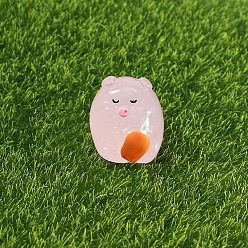 Pink Светящееся украшение для витрины свиньи из смолы, светится в темноте, Микропейзажные украшения для рабочего стола автомобиля, розовые, 24x23 мм