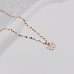 Letter W Ожерелья с подвесками из сплава и белой эмали, золотые, Буква W, 17.72 дюйм (45 см)