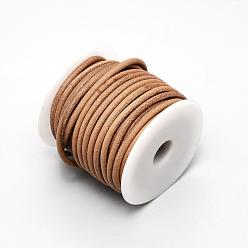 Шоколадный Коровьей шнур, кожаный шнур ювелирных изделий, ювелирные изделия DIY делает материал, цвет шоколада, 3~3.4 мм