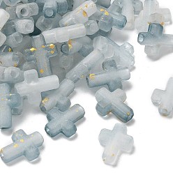 Аква Прозрачные акриловые бусины градиентного цвета, золотой фольгой, крестик, вода, 16x12.5x4.5 мм, отверстие : 2.5 мм, о: 1429 шт / 500 г