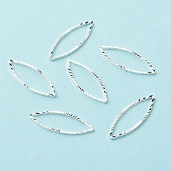 925 Sterling versilbert Messing Verbinderring, langlebig überzogen, cadmiumfrei und bleifrei, Pferd Auge, 925 Sterling versilbert, 19x7x1 mm, Innendurchmesser: 16.5x5.5 mm
