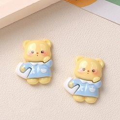 Светло-Голубой Непрозрачные кабошоны из смолы, медведь в пижаме, Небесно-голубой, 24x20 мм