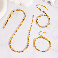 Золотой 304 Наборы из цепочек, ожерелий и браслетов из нержавеющей стали для унисекс, золотые