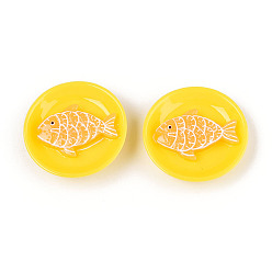 Золотистый Непрозрачные кабошоны из смолы, имитация еды, рыба, золотые, 27.2~28x7.5~8 мм